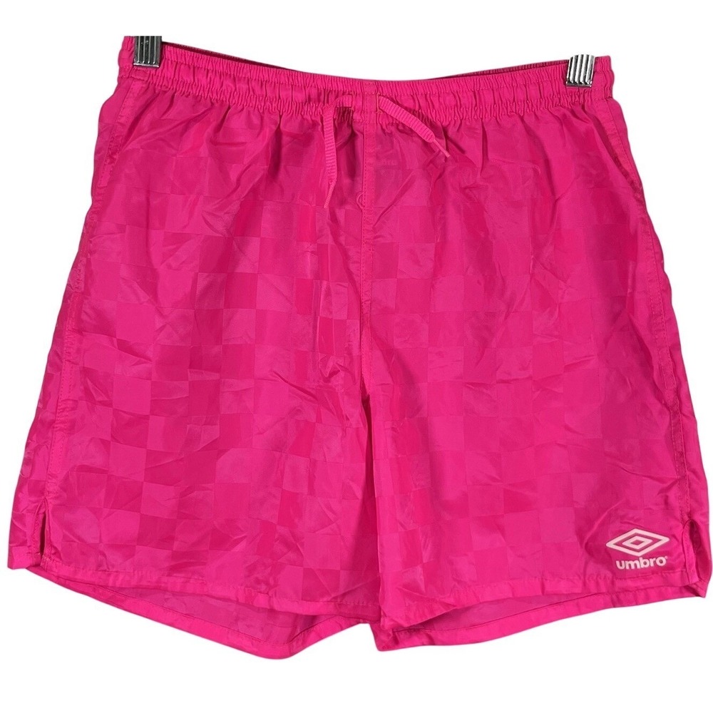 Umbro Shorts Youth Large (Fits Adult Small) Pink Checkered Futsal Soccer Retro